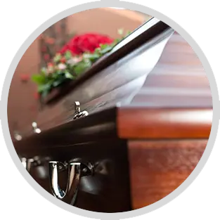 A burial service with flowers